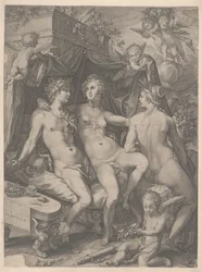Venus Zittend op een Bed tussen Bacchus en Ceres, 1600